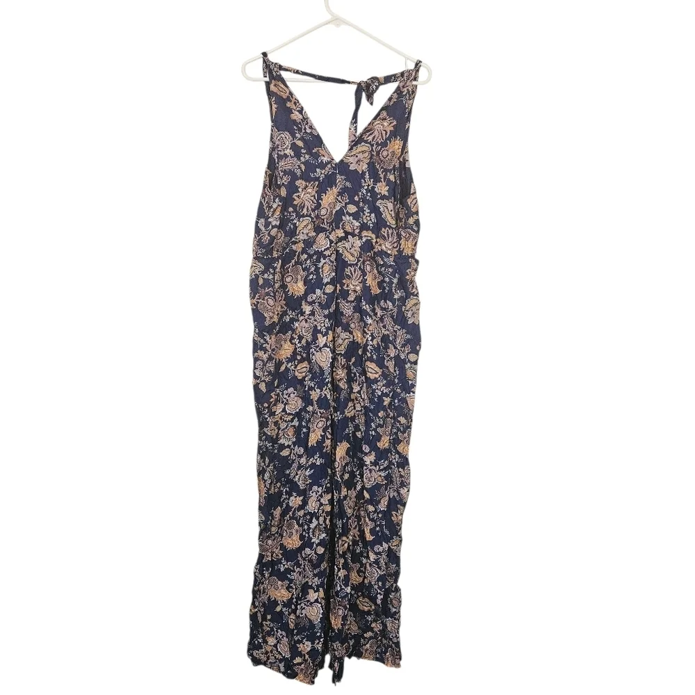 Anthropologie ETT TWA Blue Paisley Jumpsuit Size XL